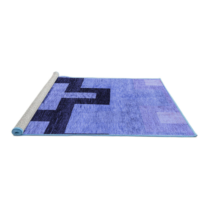 Sideview of Machine Washable Abstract Blue Modern Rug, wshabs4977blu