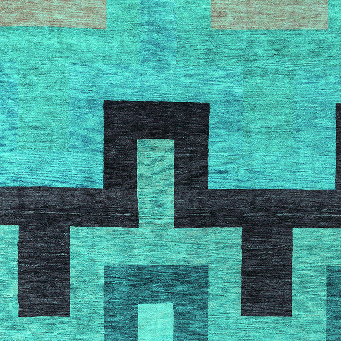 Machine Washable Abstract Turquoise Modern Area Rugs, wshabs4977turq