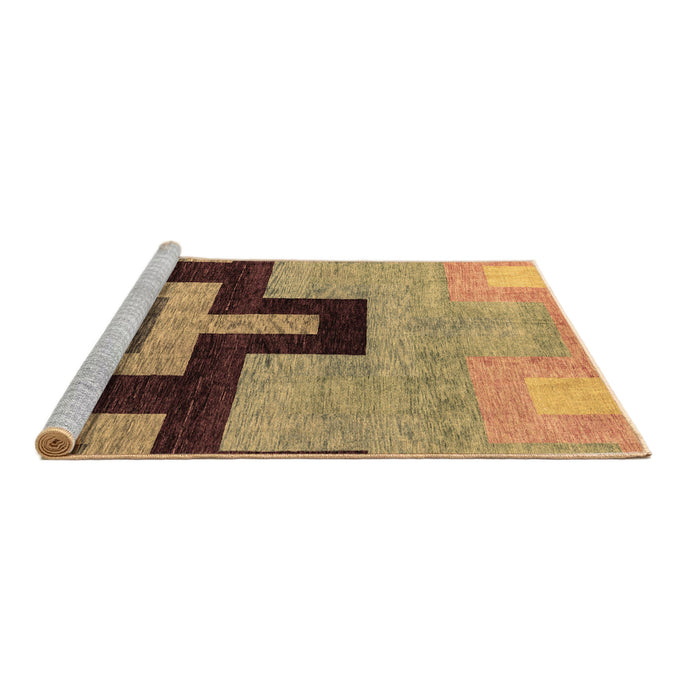 Sideview of Machine Washable Abstract Brown Modern Rug, wshabs4977brn