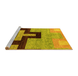 Sideview of Machine Washable Abstract Yellow Modern Rug, wshabs4977yw
