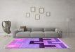 Machine Washable Abstract Purple Modern Area Rugs in a Living Room, wshabs4977pur