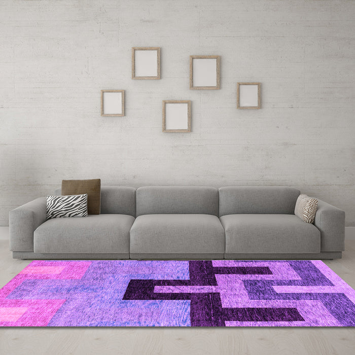 Machine Washable Abstract Purple Modern Area Rugs in a Living Room, wshabs4977pur