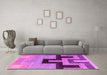 Machine Washable Abstract Pink Modern Rug in a Living Room, wshabs4977pnk