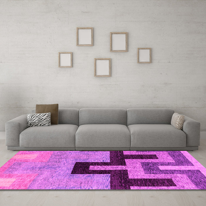 Machine Washable Abstract Pink Modern Rug in a Living Room, wshabs4977pnk