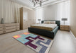 Abstract Purple Modern Rug in a Bedroom, abs4977