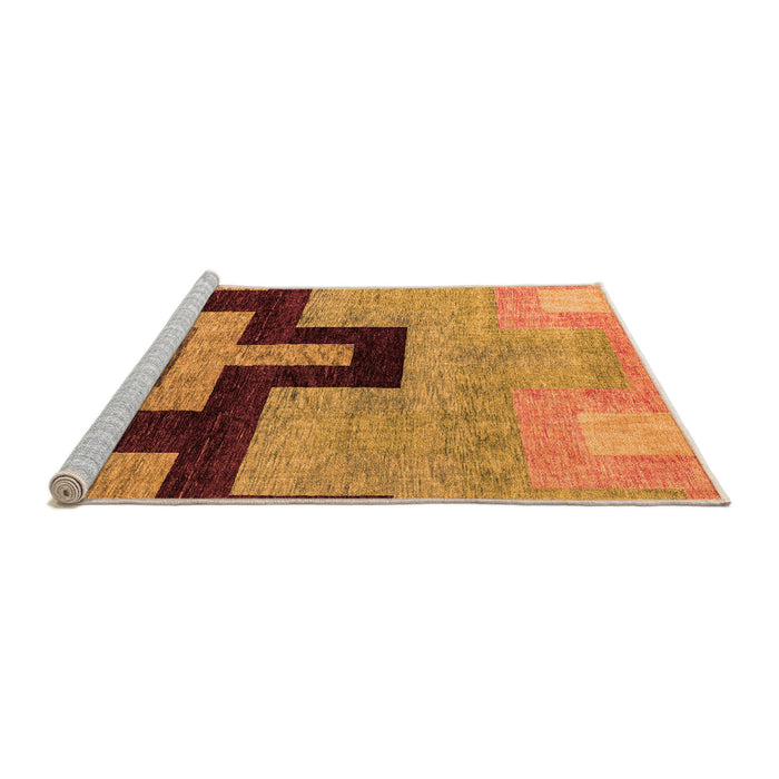 Sideview of Machine Washable Abstract Orange Modern Area Rugs, wshabs4977org