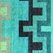 Square Abstract Turquoise Modern Rug, abs4977turq