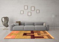 Machine Washable Abstract Orange Modern Rug, wshabs4977org