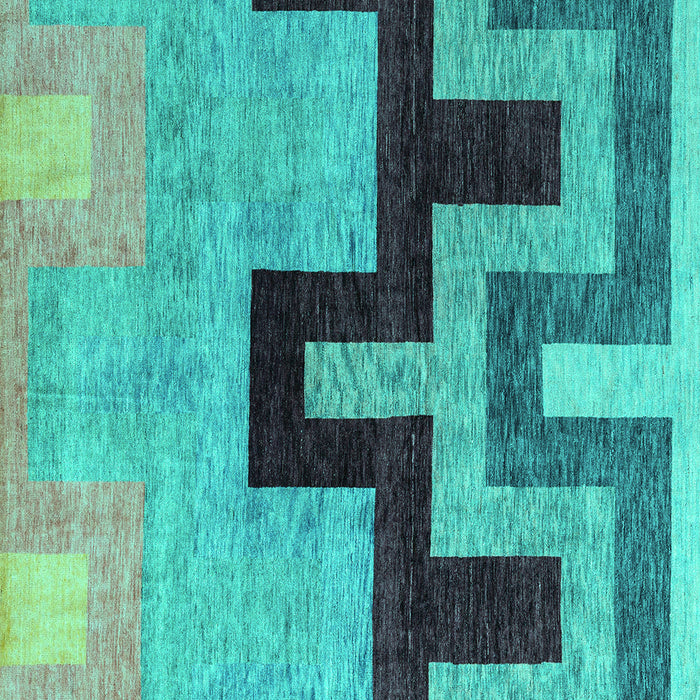 Square Machine Washable Abstract Turquoise Modern Area Rugs, wshabs4977turq