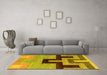 Machine Washable Abstract Yellow Modern Rug in a Living Room, wshabs4977yw