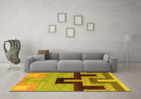 Machine Washable Abstract Yellow Modern Rug, wshabs4977yw