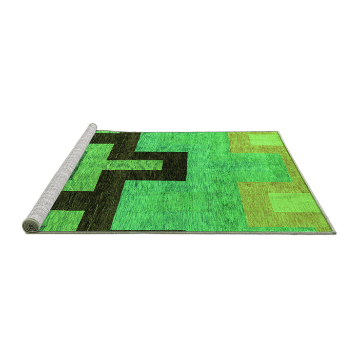 Sideview of Machine Washable Abstract Green Modern Area Rugs, wshabs4977grn
