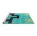 Sideview of Machine Washable Abstract Turquoise Modern Area Rugs, wshabs4977turq