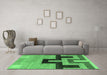 Machine Washable Abstract Emerald Green Modern Area Rugs in a Living Room,, wshabs4977emgrn