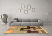 Machine Washable Abstract Brown Modern Rug in a Living Room,, wshabs4977brn
