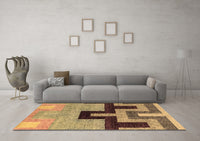 Machine Washable Abstract Brown Modern Rug, wshabs4977brn