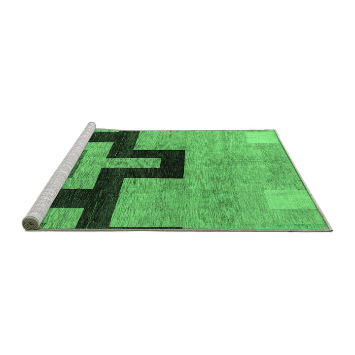 Sideview of Machine Washable Abstract Emerald Green Modern Area Rugs, wshabs4977emgrn
