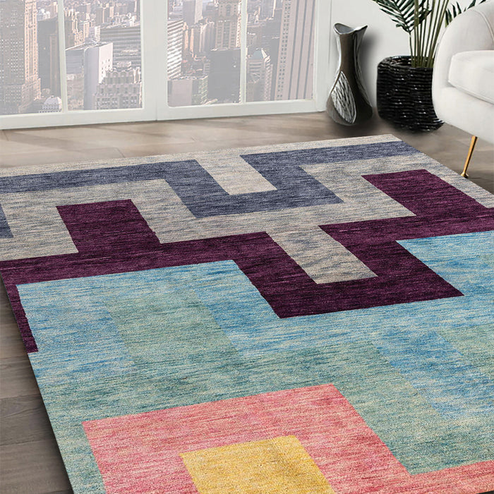 Machine Washable Abstract Purple Rug in a Family Room, wshabs4977