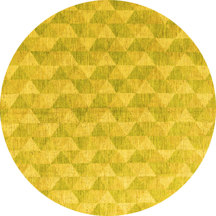 Round Machine Washable Abstract Yellow Modern Rug, wshabs4978yw