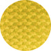 Round Machine Washable Abstract Yellow Modern Rug, wshabs4978yw