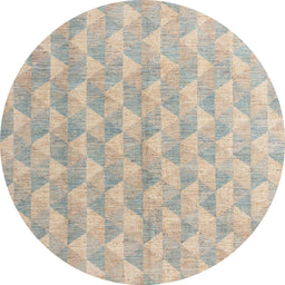 Round Abstract Camel Brown Modern Rug, abs4978