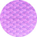 Round Machine Washable Abstract Purple Modern Area Rugs, wshabs4978pur