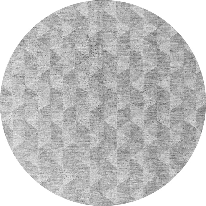 Round Machine Washable Abstract Gray Modern Rug, wshabs4978gry