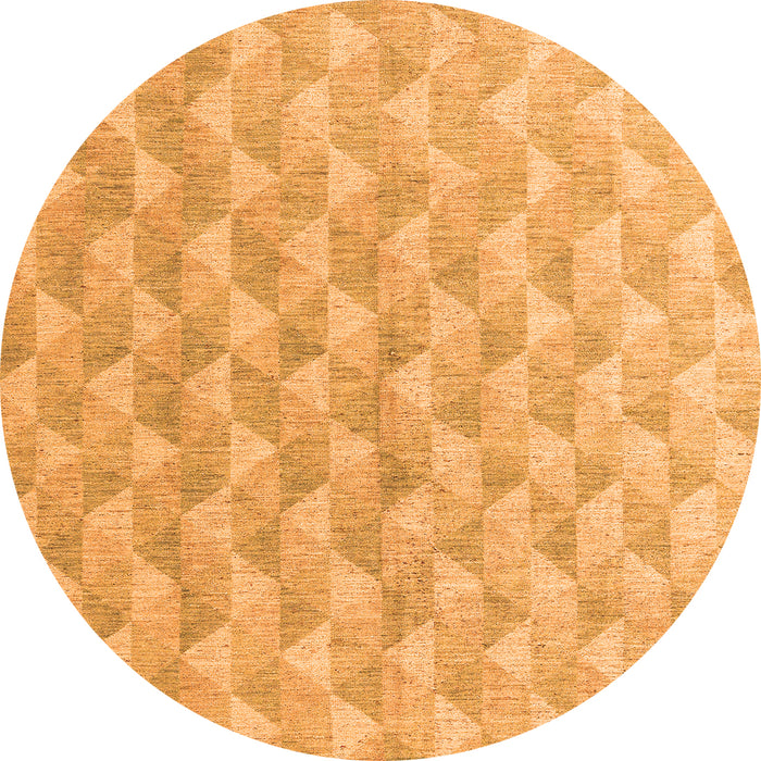 Round Machine Washable Abstract Orange Modern Area Rugs, wshabs4978org