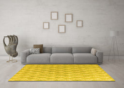 Machine Washable Abstract Yellow Modern Rug in a Living Room, wshabs4978yw