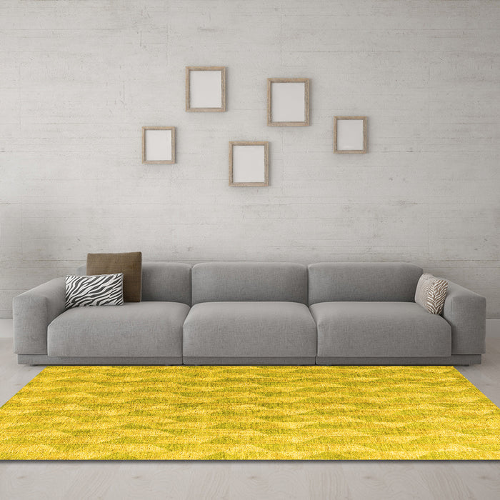Machine Washable Abstract Yellow Modern Rug in a Living Room, wshabs4978yw