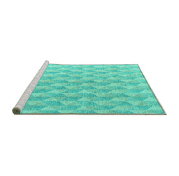 Sideview of Machine Washable Abstract Turquoise Modern Area Rugs, wshabs4978turq