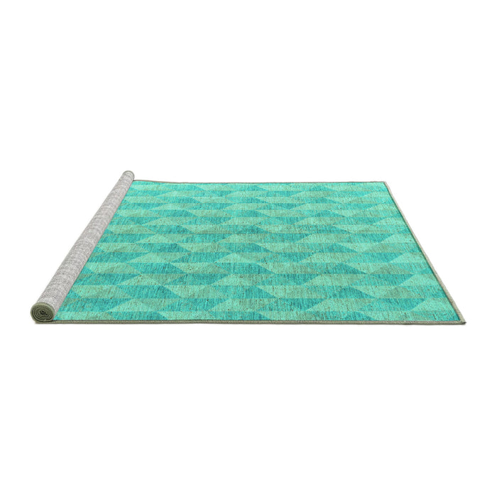 Sideview of Machine Washable Abstract Turquoise Modern Area Rugs, wshabs4978turq