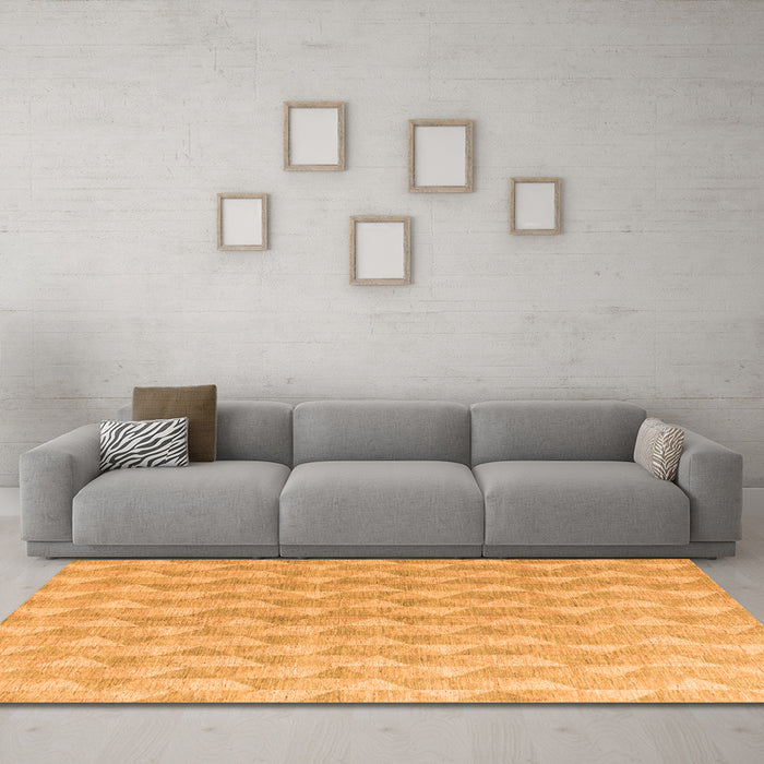 Machine Washable Abstract Orange Modern Area Rugs in a Living Room, wshabs4978org
