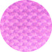 Round Machine Washable Abstract Pink Modern Rug, wshabs4978pnk