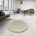 Round Abstract Camel Brown Modern Rug in a Office, abs4978