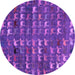 Round Machine Washable Abstract Purple Modern Area Rugs, wshabs4979pur