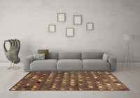 Machine Washable Abstract Brown Modern Rug, wshabs4979brn