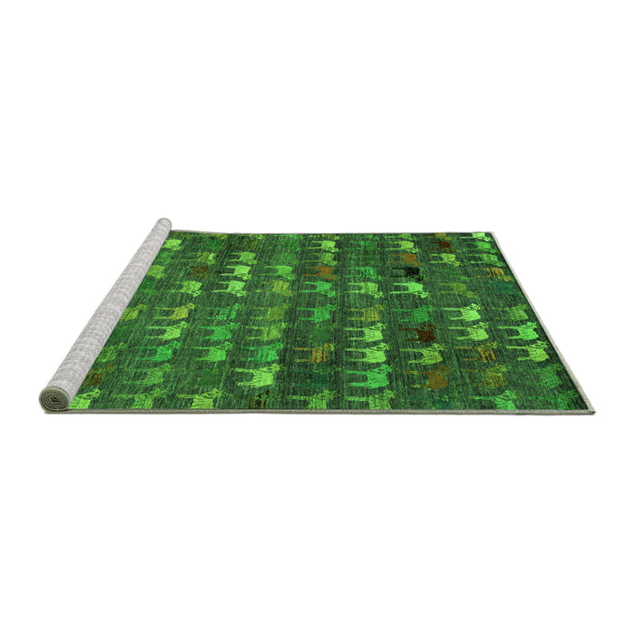 Sideview of Machine Washable Abstract Green Modern Area Rugs, wshabs4979grn