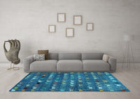 Machine Washable Abstract Light Blue Modern Rug, wshabs4979lblu