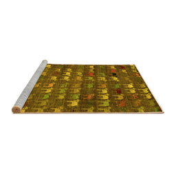 Sideview of Machine Washable Abstract Yellow Modern Rug, wshabs4979yw