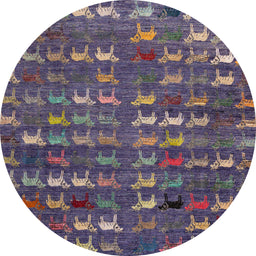 Round Abstract Purple Modern Rug, abs4979