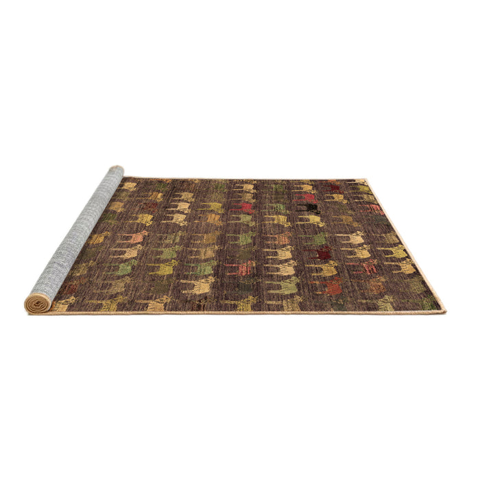 Sideview of Machine Washable Abstract Brown Modern Rug, wshabs4979brn