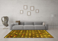 Machine Washable Abstract Yellow Modern Rug, wshabs4979yw