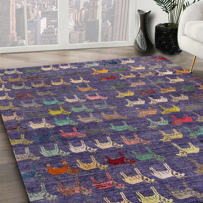 Abstract Purple Modern Rug in Family Room, abs4979