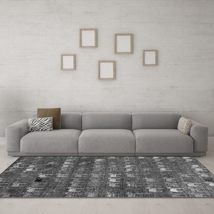 Machine Washable Abstract Gray Modern Rug in a Living Room,, wshabs4979gry