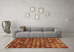 Machine Washable Abstract Orange Modern Area Rugs in a Living Room, wshabs4979org