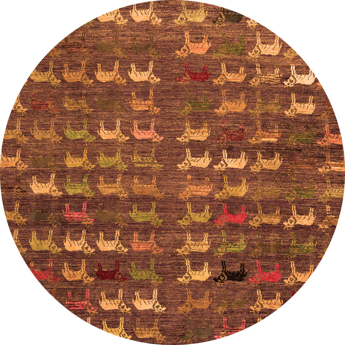 Round Abstract Orange Modern Rug, abs4979org