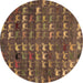 Round Abstract Brown Modern Rug, abs4979brn