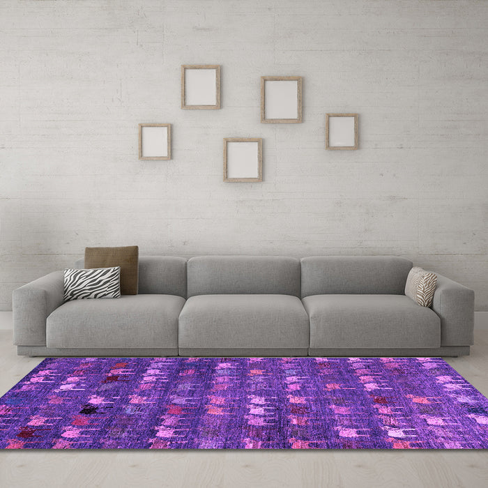 Machine Washable Abstract Purple Modern Area Rugs in a Living Room, wshabs4979pur