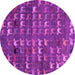 Round Machine Washable Abstract Pink Modern Rug, wshabs4979pnk